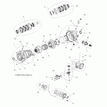 DRIVE TRAIN, FRONT GEARCASE INTERNALS - A09ZN85/8X ALL OPTIONS (49ATVGEARCASEFWBD09SPXP550)