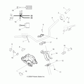 HANDLEBAR and CONTROLS - A07MH76AL/AQ/AX/AY/AZ/A2/MN76AF/AT/AY (49ATVHANDLEBAR07800EFI)