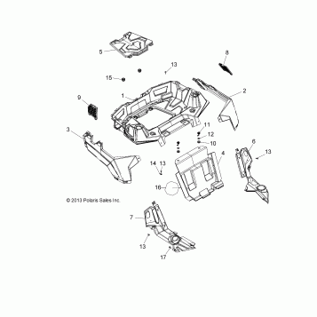 BODY, REAR RACK AND FENDERS - A16DAA32A1/A7 (49ATVRACKMTGRR14325)