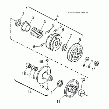 DRIVE TRAIN, SECONDARY CLUTCH - A10KA09AB/AD (49ATVSECONDARY07OTLW90)