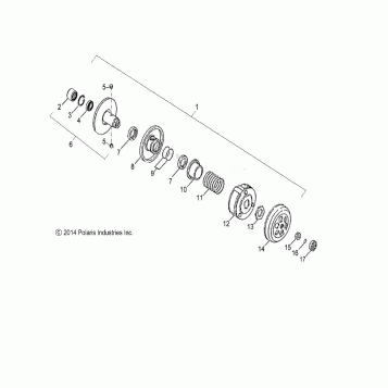 DRIVE TRAIN, SECONDARY CLUTCH - A14KA05AD/AF (49ATVSECONDARY07OTLW90)