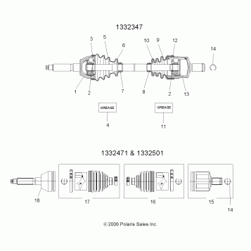 SHAFT, DRIVE, FRONT - A07MH76AL/AQ/AX/AY/AZ/A2/MN76AF/AT/AY (49ATVSHAFTDRIVE1332347)