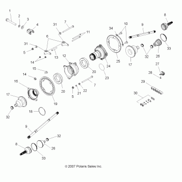 DRIVE TRAIN, REAR DRIVE SHAFT ASM. - A11GP52AA (49ATVSHAFTDRIVERR08OUT525IRS)