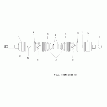 DRIVE TRAIN, REAR DRIVE SHAFT (BUILT 7/01/07 and BEFORE) - A08MH50AX/AZ (49ATVSHAFTDRIVERR08SP500)