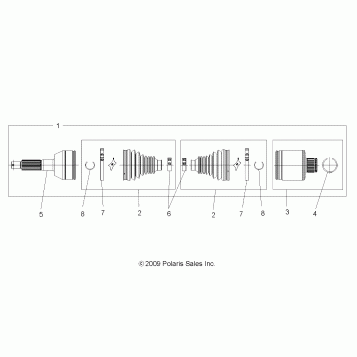 DRIVE TRAIN, REAR DRIVE SHAFT (BUILT 7/02/07 and AFTER) - A08MH50AX/AZ (49ATVSHAFTDRIVERR1332654)