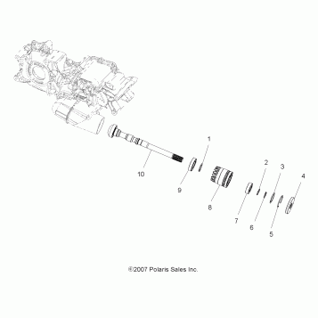 DRIVE TRAIN, MAIN GEARCASE OUTPUT SHAFT - A08DN50EA (49ATVSHAFTOUTPUT08SPX25)