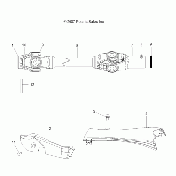 DRIVE TRAIN, FRONT PROP SHAFT - A08BG50AA (49ATVSHAFTPROP08SCRAM)