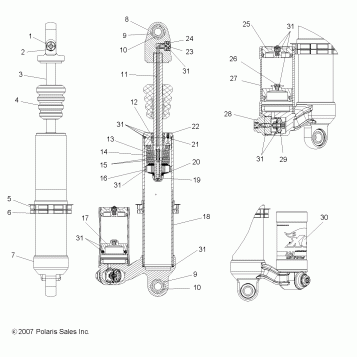 SUSPENSION, REAR SHOCK - A08GJ52AA/AB/AC (49ATVSHOCKRR7043331)