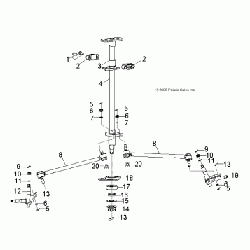 STEERING, STEERING POST and TIE ROD ASM. - A08KA09AB/AC/AD (49ATVSTEERING07OTLW90)