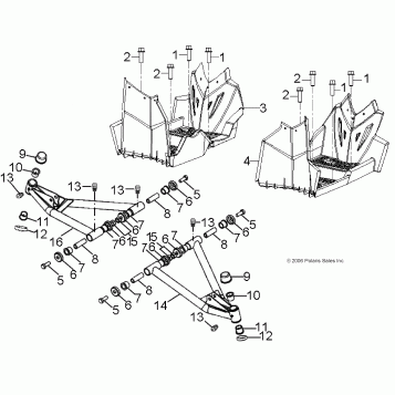 CHASSIS, A-ARM and FOOTREST - A10KA09AB/AD (49ATVSUSPFRT08OUT90)