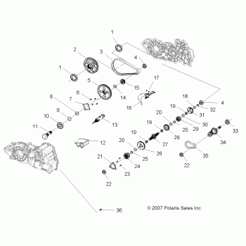 DRIVE TRAIN, MAIN GEARCASE INTERNALS - A08MH50AX/AZ (49ATVTRANSINTL08SP500)
