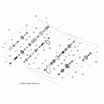 DRIVE TRAIN, MAIN GEARCASE INTERNALS - A09ZN85/8X ALL OPTIONS (49ATVTRANSINTL09SPXP850)