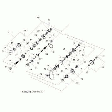 DRIVE TRAIN, MAIN GEARCASE INTERNALS (Built 3/01/11 and Before) - A11ZN55AA/AQ/AZ (49ATVTRANSINTL1332845)