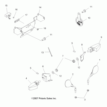 ELECTRICAL, TURN SIGNALS, HORN and MIRRORS - A08DN50EA (49ATVTURNSIG08SPTRG500QD)