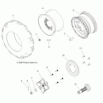WHEEL, FRONT and BRAKE DISK/HUBS - A07LB27AA/AC/LH27AA/AB/AC/AD/AL (49ATVWHEELFRT07HAWK)