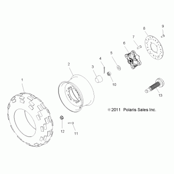 WHEELS, FRONT TIRE and BRAKE DISC - A13MB46FZ (49ATVWHEELFRT11HAWK)