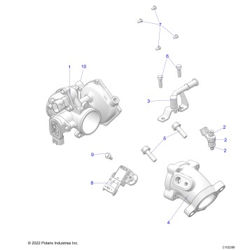 ENGINE, THROTTLE BODY and FUEL RAIL - A22SHZ57AE (C102396)