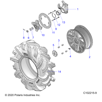 WHEELS, FRONT and HUB - A20SXM95AL/CAL (C102215-9)