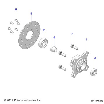 WHEELS, FRONT HUB AND BRAKE DISK - A23HBBO7B3/B7 (C102138)