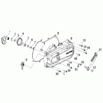 ENGINE, CLUTCH COVER and KICK START - A19YAK05B7/B6 (49ATVCRANKCASECVRLH09OUT50)
