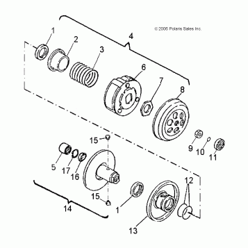 DRIVE TRAIN, SECONDARY CLUTCH - A17YAK05A4/A6 (A00022)