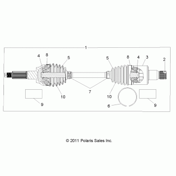 DRIVE TRAIN, REAR HALF SHAFT (TO 4/25/16) - A16DAE87AL (49RGRSHAFTDRIVERR12RZR570)