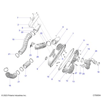 DRIVE TRAIN, CLUTCH COVER AND DUCTING - G24GMP99 (C750054
