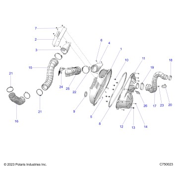 DRIVE TRAIN, CLUTCH COVER AND DUCTING - G23GXK99A/99B (C750023)