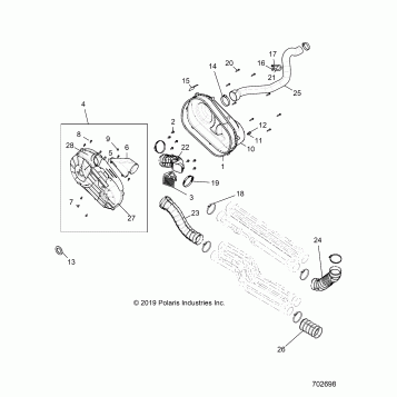 DRIVE TRAIN, CLUTCH COVER AND DUCTING - G20G4J99AS/BS (702698)