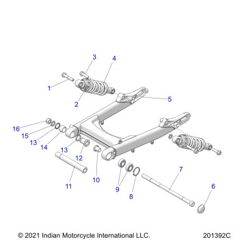 SUSPENSION, REAR ASM., SWING ARM AND SHOCKS - N22MTA11/MTB11 ALL OPTIONS (201392C)