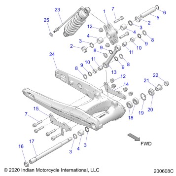 SUSPENSION, REAR ASM., SWING ARM and SHOCK - N22TCABB ALL OPTIONS (200608C)