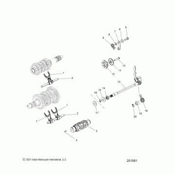 DRIVE TRAIN, SHIFT FORKS, RATCHET and DRUM - N22MSA11/MSB11 ALL OPTIONS (201581)