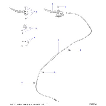 CONTROLS, CLUTCH LEVER ASM. and CABLE - N25SBB76/SBC76/SBD76/SBF76 (201973C)