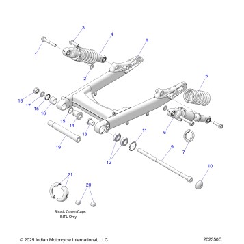 SUSPENSION, REAR ASM., SWING ARM AND SHOCKS - N26SSB76/SSC76/SSD76 (202350C)