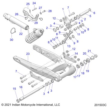 SUSPENSION, REAR ASM., SWING ARM and SHOCK (E-PRELOAD) - N22LCERR ALL OPTIONS (201503C)