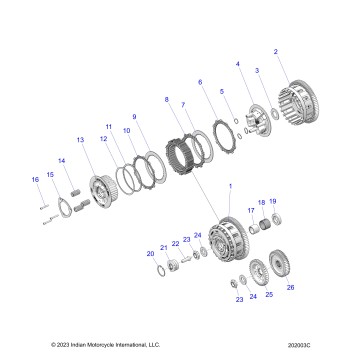 DRIVE TRAIN, CLUTCH AND PRIMARY DRIVE GEAR - N25SCB76/SCC76/SCD76/SCF76 (202003C)