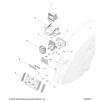BODY, TAILLIGHT, LICENSE PLATE BRACKET (RIDER ASSIST) - N26LC4SS/LC6SS ALL OPTIONS (202220C)