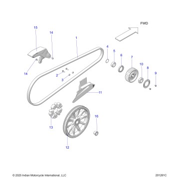 DRIVE TRAIN, DRIVE SPROCKET, BELT and GUARD - N22DMABH/DMDBH ALL OPTIONS (201281C)