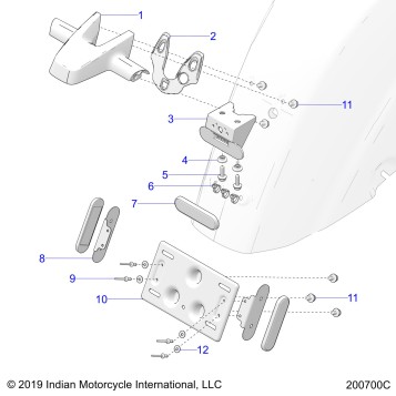 BODY, TAILLIGHT, LICENSE PLATE BRACKET - N22LCBRR ALL OPTIONS (200700C)