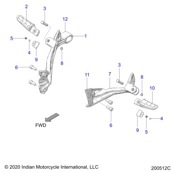 CHASSIS, PASSENGER FOOTPEGS - N22RZA22/RZS25/RTE25 (200512C)