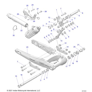 SUSPENSION, REAR ASM., SWING ARM and SHOCK (E-PRELOAD) - N24LDGRR/LDHRR ALL OPTIONS (201503C)