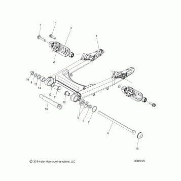 SUSPENSION, REAR ASM., SWING ARM AND SHOCKS - N20MTA11/MTB11 ALL OPTIONS (200898)