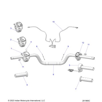 STEERING, HANDLEBAR ASM. & HARNESS - N25SBB76/SBC76/SBD76/SBF76 (201980C)