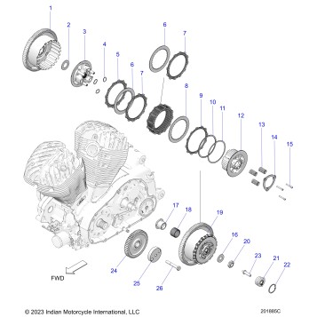DRIVE TRAIN, CLUTCH AND PRIMARY DRIVE - N24TKEBB ALL OPTIONS (201885C)