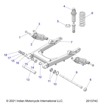 SUSPENSION, REAR ASM., SWING ARM AND SHOCKS - N22MSA11/MSB11 ALL OPTIONS(200123)