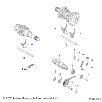 DRIVE TRAIN, SHIFT FORKS and DRUM - N22TCABB ALL OPTIONS (200959C)