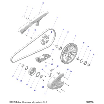 DRIVE TRAIN, SPROCKETS, GUARDS and BELT - N25SCB76/SCC76/SCD76/SCF76 (201965C)