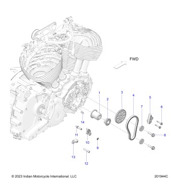 ENGINE, CAM CHAIN and SPROCKETS - N24DLBAG/DLCAG ALL OPTIONS (200960C)