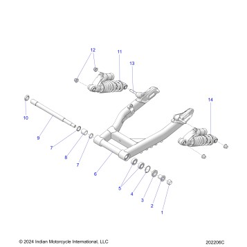 SUSPENSION, REAR ASM., SWING ARM AND SHOCKS - N25DTDBH/DTGBH ALL OPTIONS (202206C)