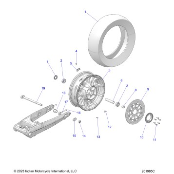 WHEEL, REAR - N24TCDBB/TC9BB ALL OPTIONS (201628C)